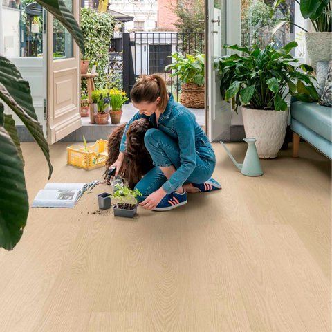 Кварц вінілова плитка для підлоги Quick-Step Blos Milky oak AVSPU40277 фото